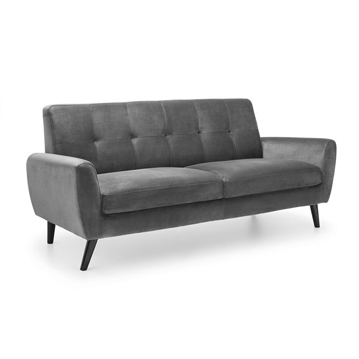 Monza Dark Grey Velvet 3 Seater Sofa